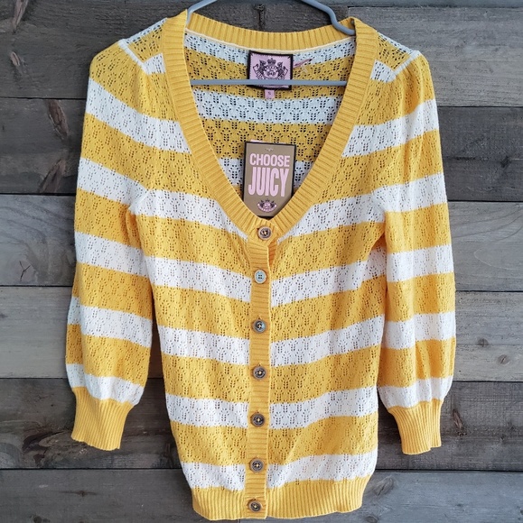 Juicy Couture Sweaters - NWT Juicy Couture Yellow & White  Striped Cardigan